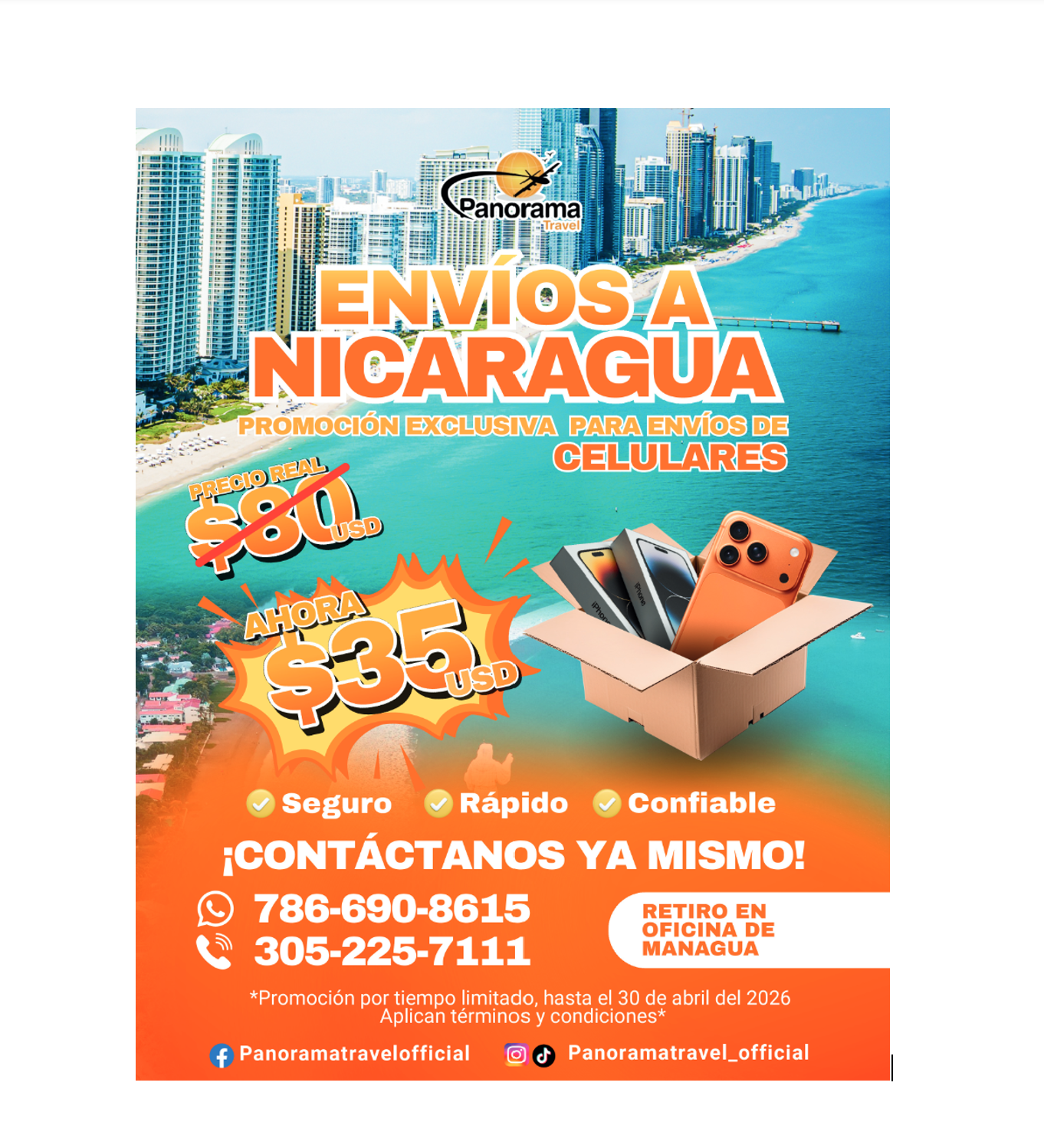 Promoción de celulares a Nicaragua por 35 dólares